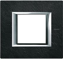 Рамка прямоугольная Legrand BTicino Аxial Axolute 2 мод Черный мрамор  картинка